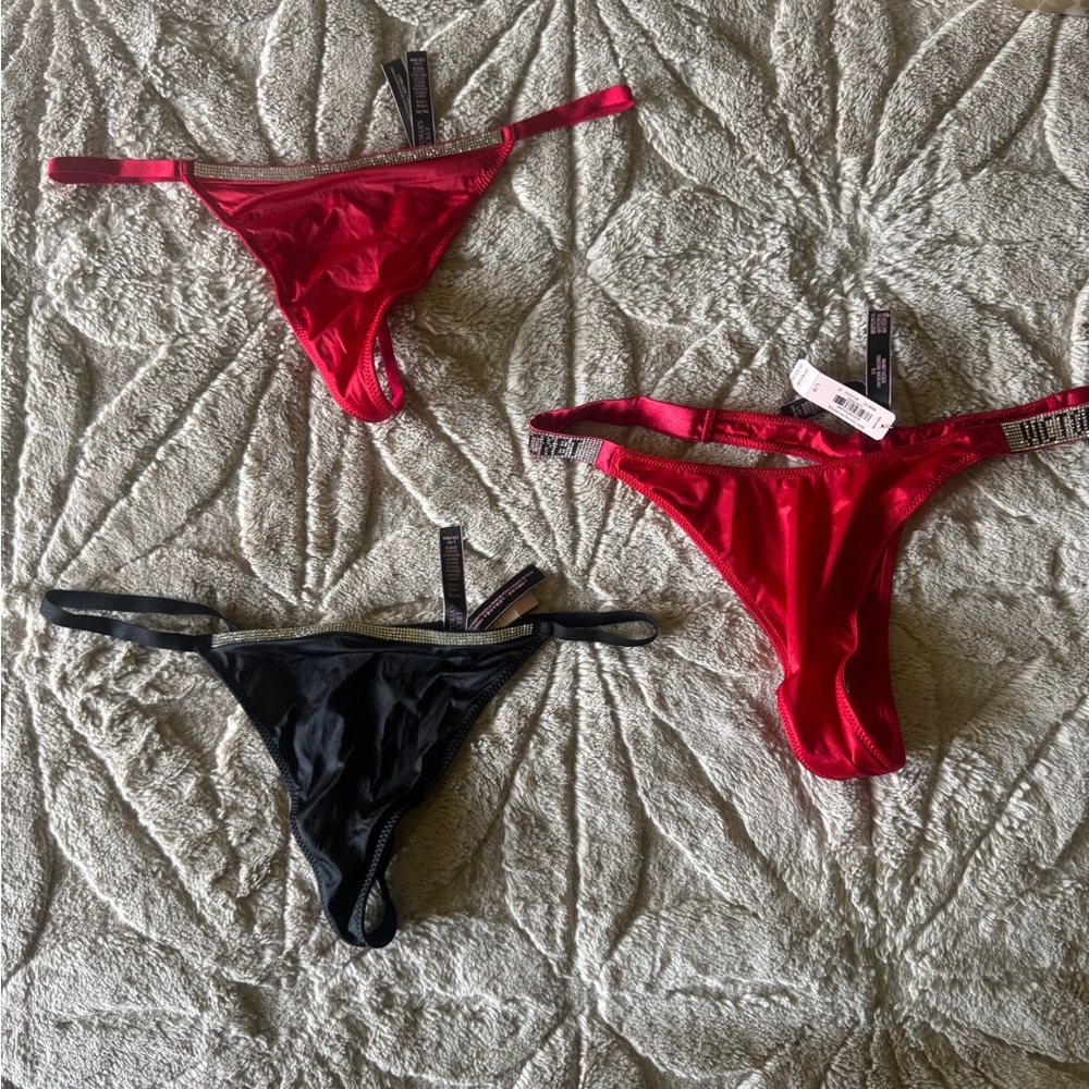 Victoria's Secret Red and Black Satin Panties
